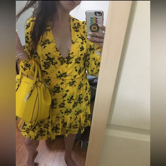 Yellow Floral Michael Kors Midi Dress - Picture 4 of 7